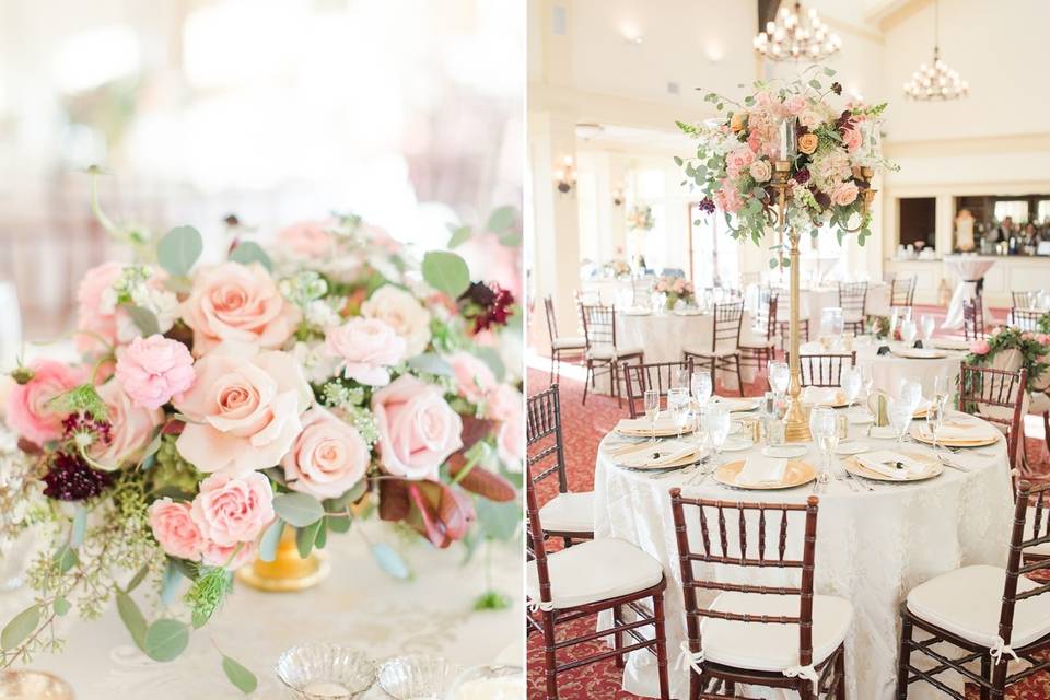 Pink themed centerpieces