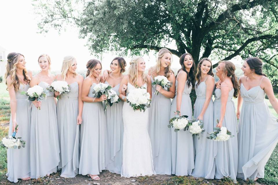 Dusty blue dresses