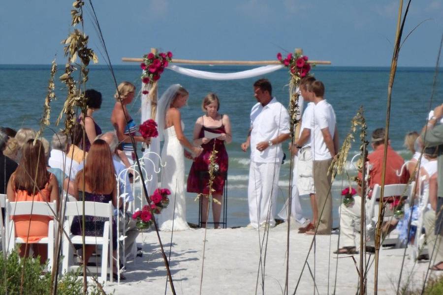 Ceremony at the beach just across the street from Harry's Restaurant on Longboat Key