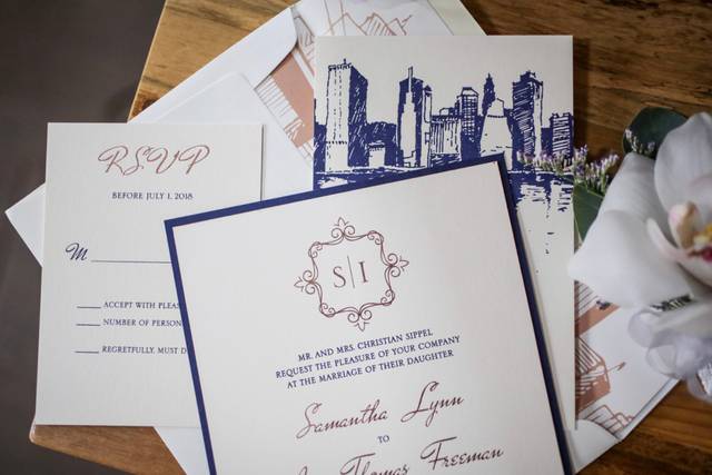Navy and rose gold foil