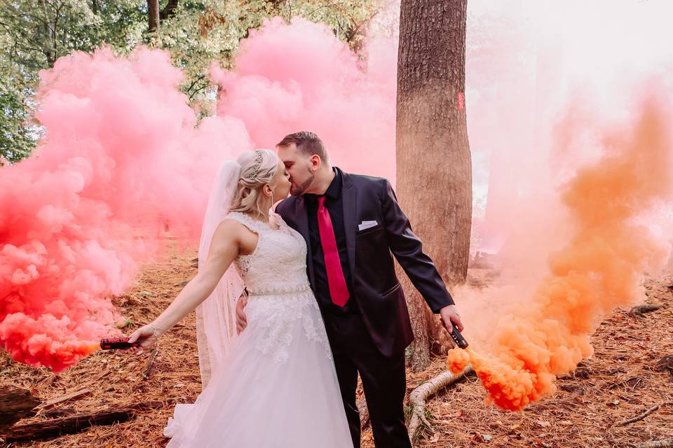 Colorful wedding photo