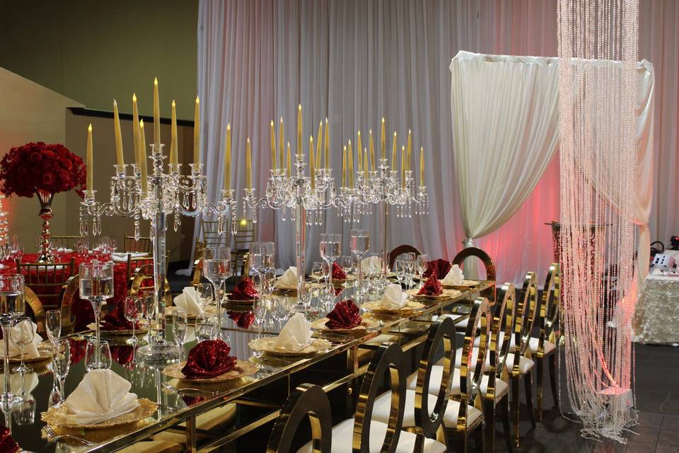 Mirror-topped tables