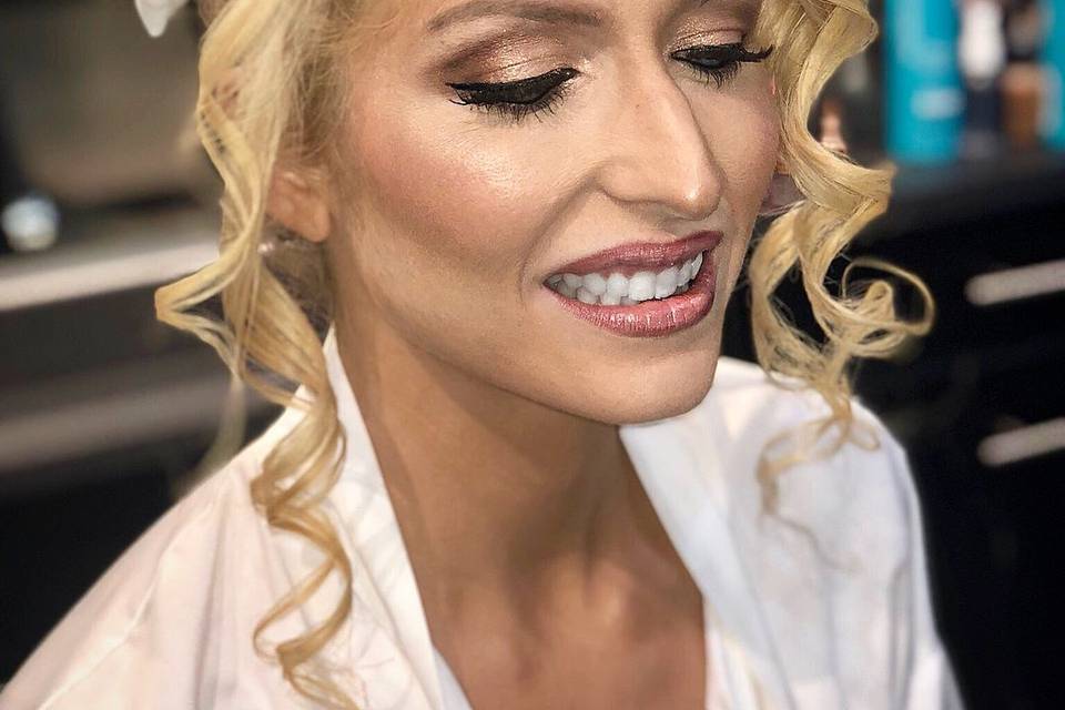 Bride hair and airbrush makeup