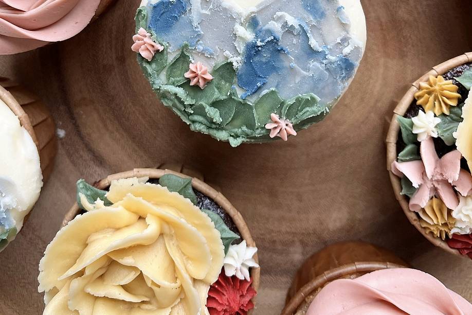 Painted mountain cupcakes