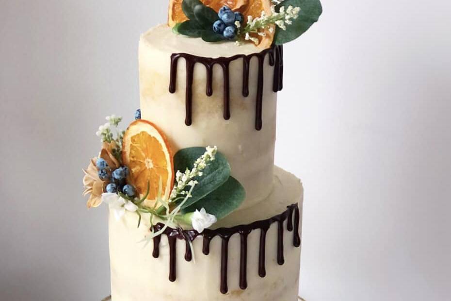 Orange and chocolate wedding cake