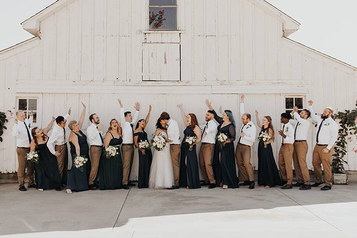 Wedding day by barn