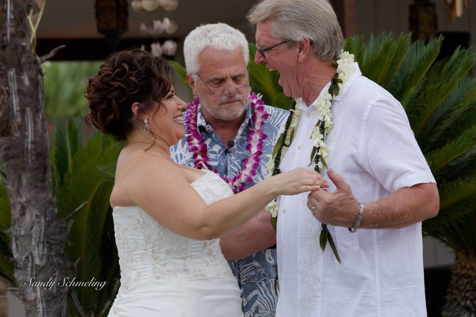 Linda & Russ. June 15.My favorite of all time. Beach party theme so I was in an Hawaiian shirt and shorts.