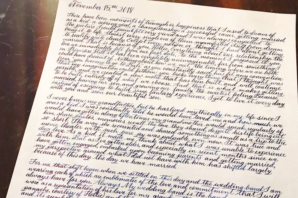 Speech penned in script