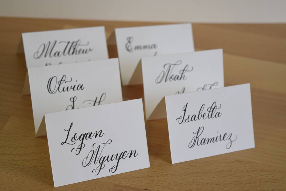 Calligraphy inscribed place cards