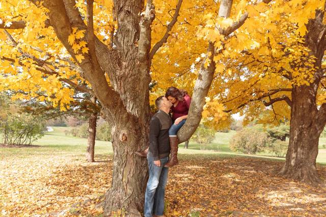 Autumn couple's portrait