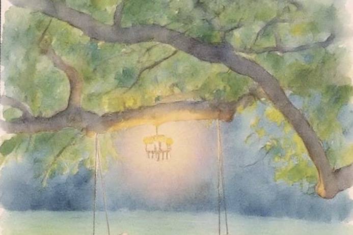 Watercolor of our swing bed