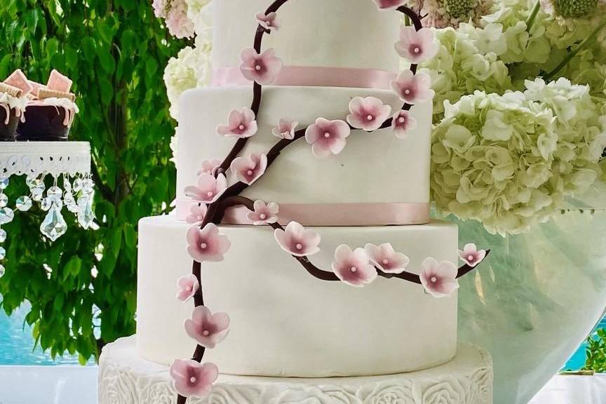 Cherry blossom wedding cake