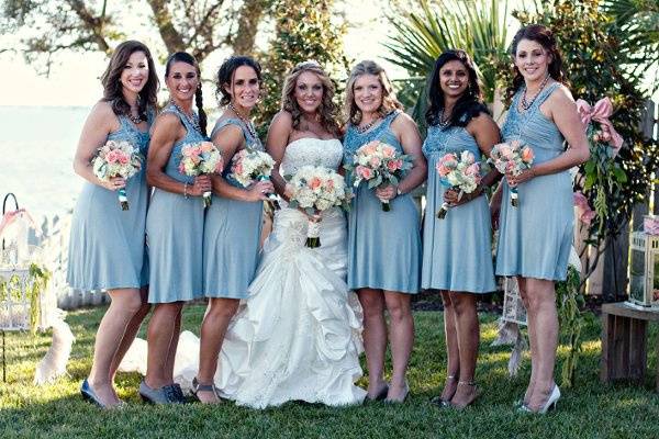 Bride with bridesmaids