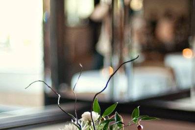 Table with flower centerpiece