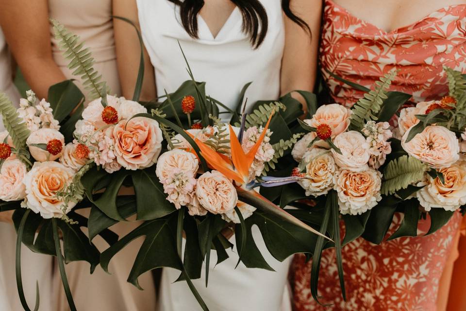 Tropical inspired bouquets