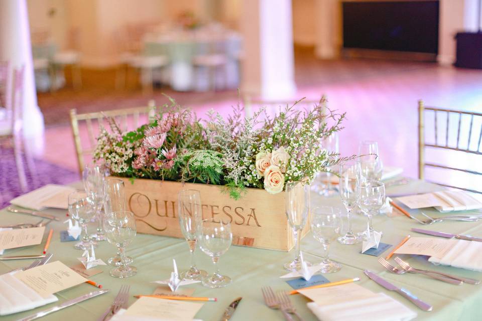 Table set-up with centerpiece