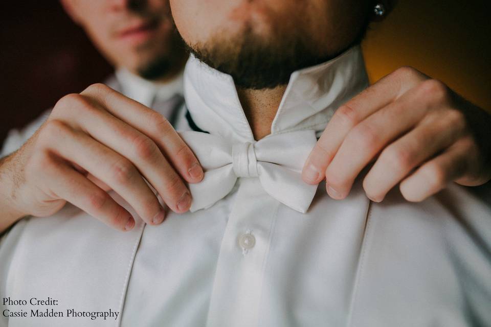 Groom getting ready