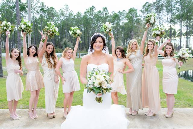 Bride with bridesmaids