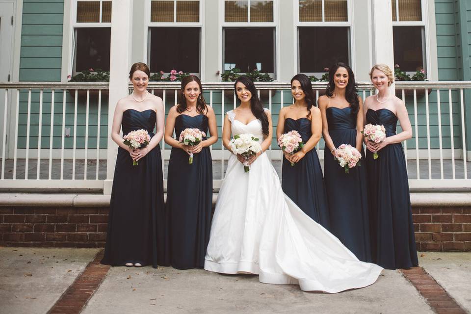 Bride with bridesmaids