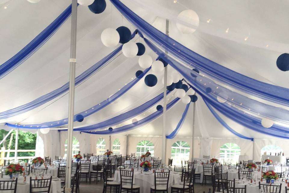 Table setup with floral centerpieces