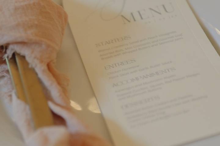 Wedding menu