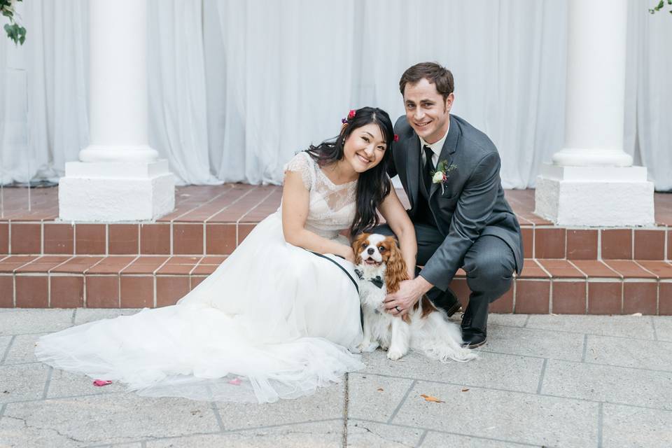 Couple pose with their pet