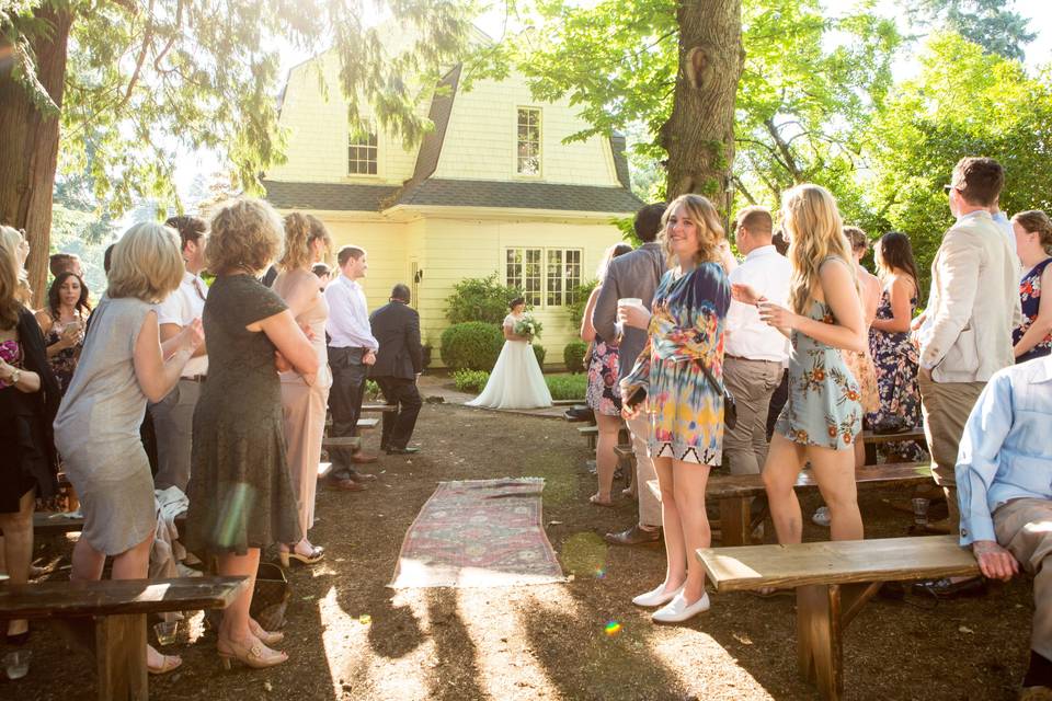 Wedding party stand for entrance