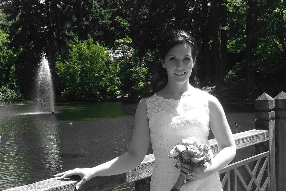 The bride holding a bouquet
