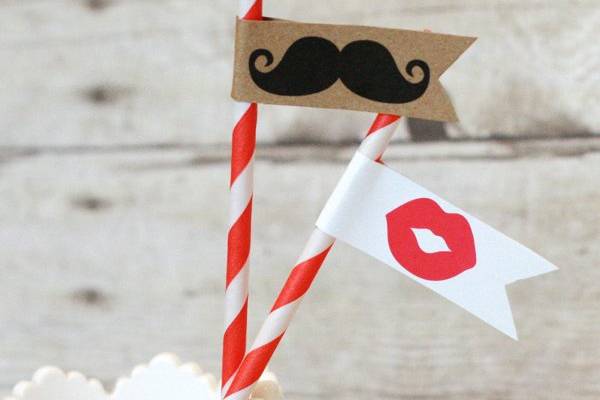 Moustache flag toppers - Great for photo booths too!