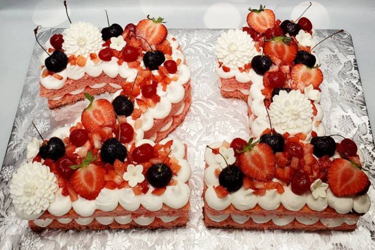 Fruit & Floral 2D Number Cake