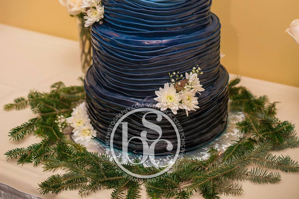 Ombre Blue Folded Wedding Cake