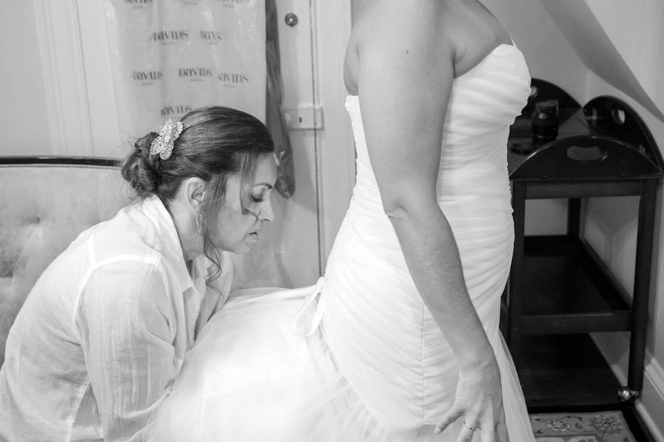 The bride getting ready