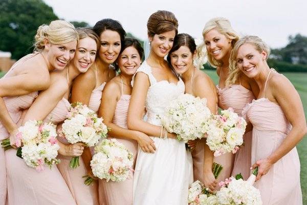 The bride with her bridesmaids