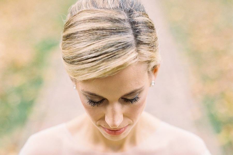 The bride holding her bouquet