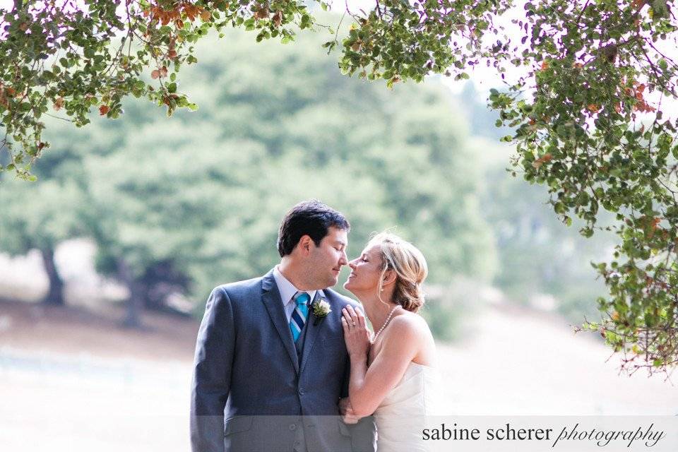 Carmel wedding kiss