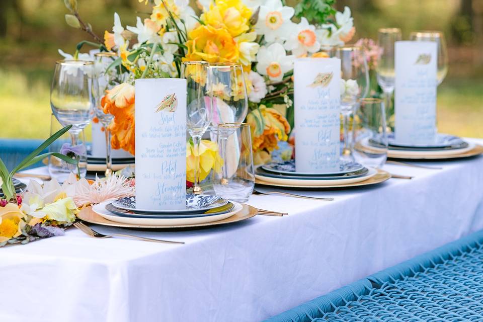 Spring wedding reception table