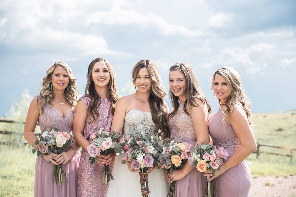 Bride and her bridesmaids