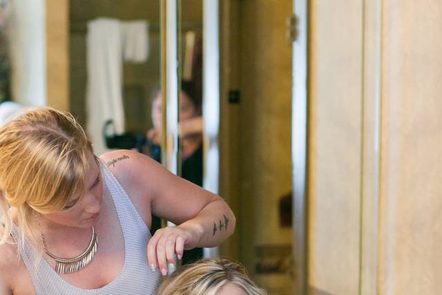 The bride preparing