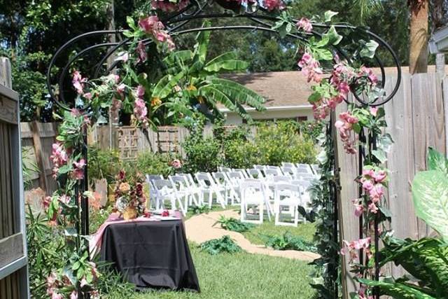 Outdoor wedding setup