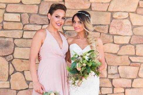 Bride and bridesmaid