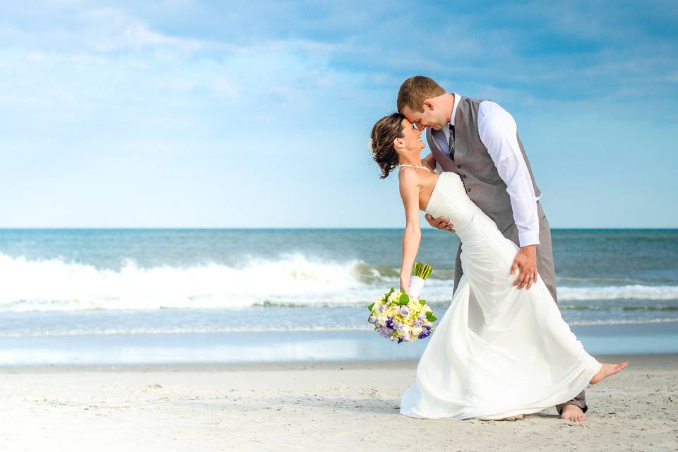 Newlyweds at the beach