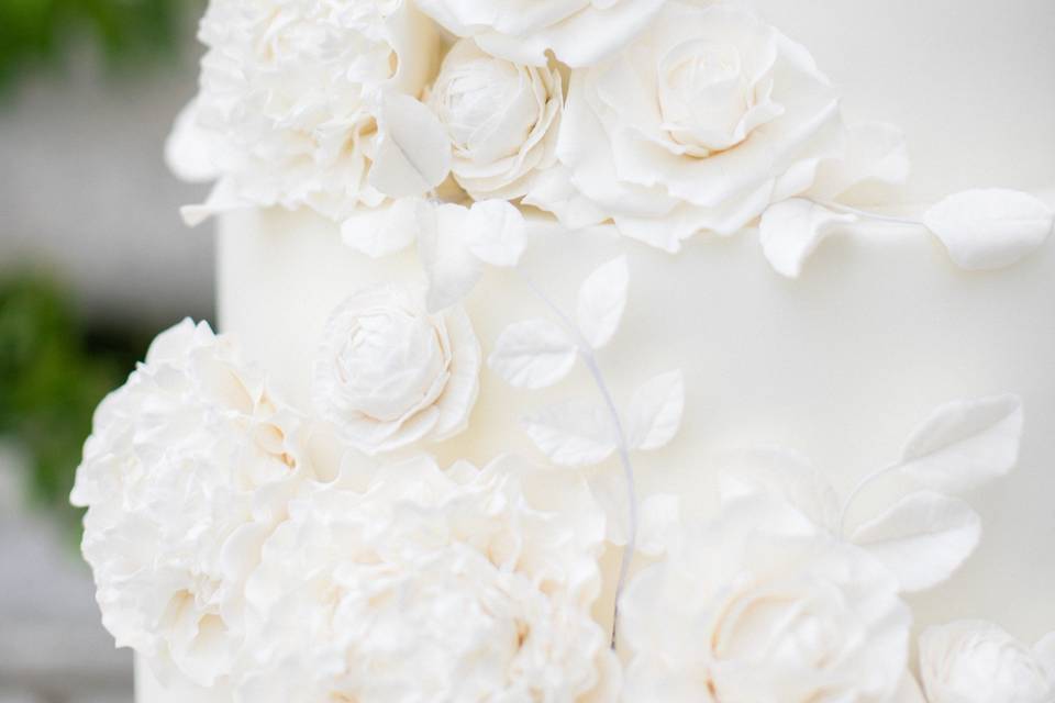 All white wedding cake