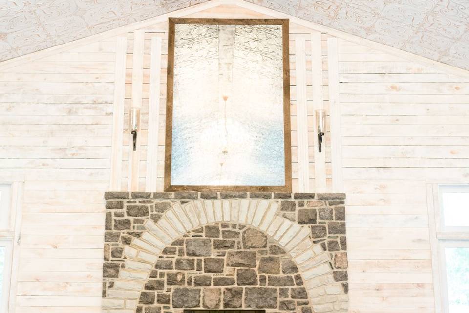 Fireplace in Creekside Barn