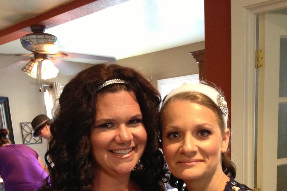 Bride and bridesmaid