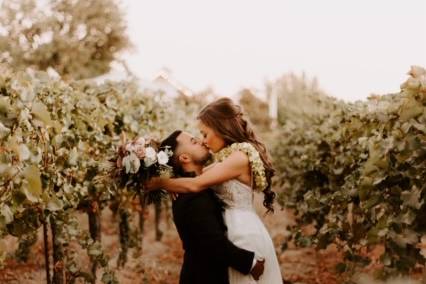 Bride and Groom in the vines