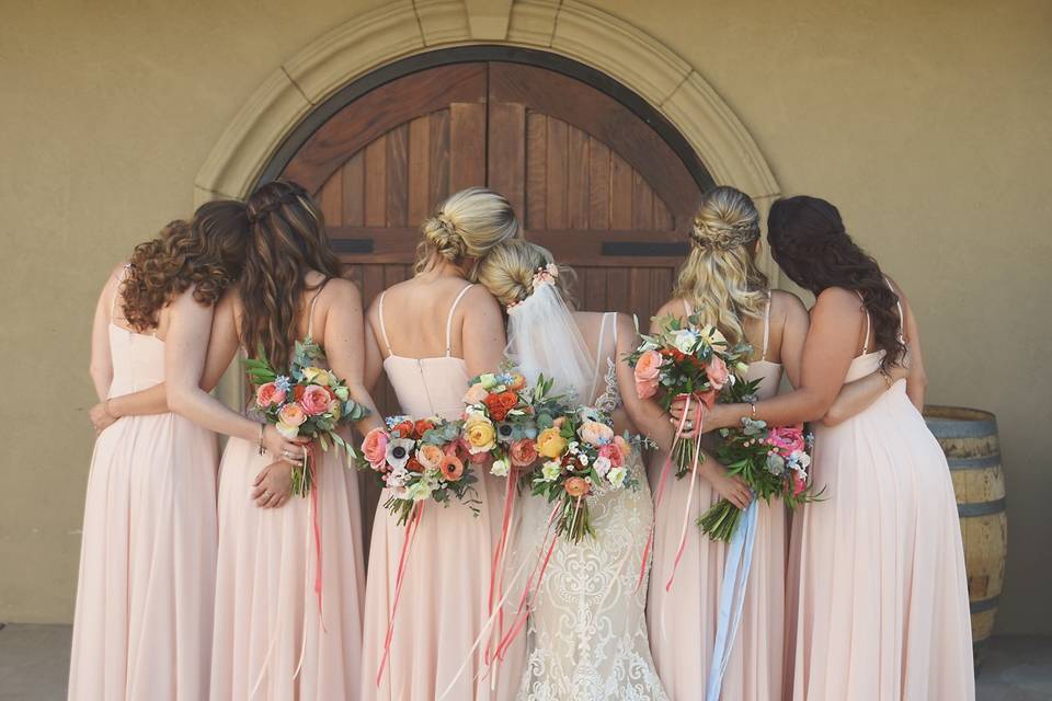 Bridal Party in back Courtyard