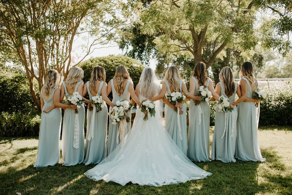 Bridal Party on Bungalow Lawn