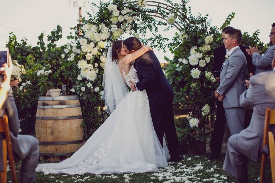First kiss as Mr and Mrs!