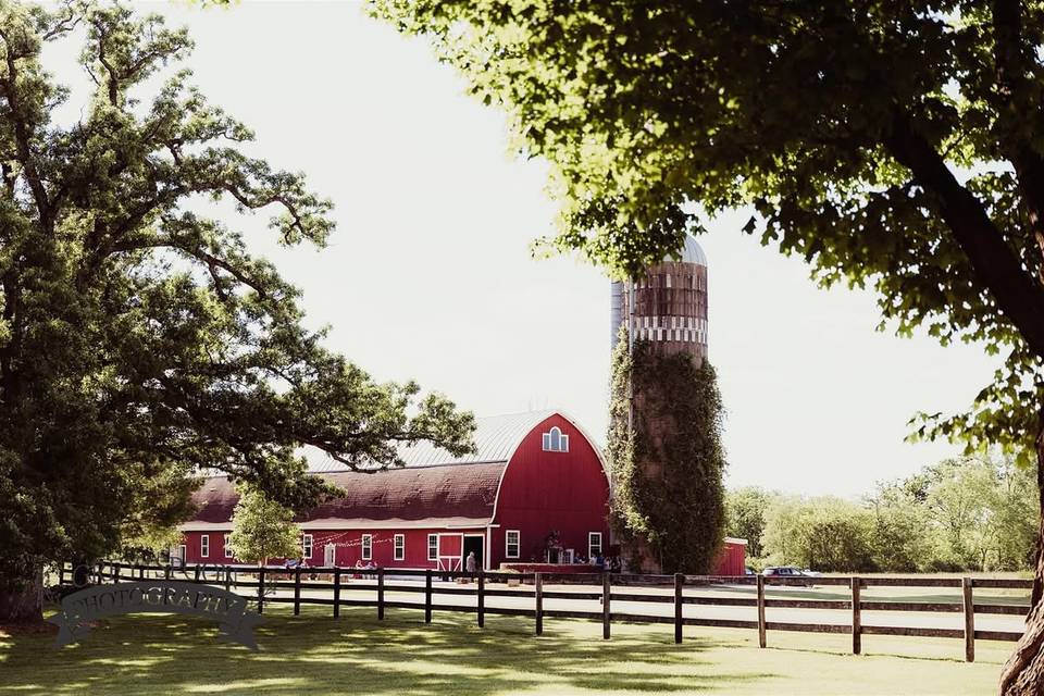 Wide shot of barn