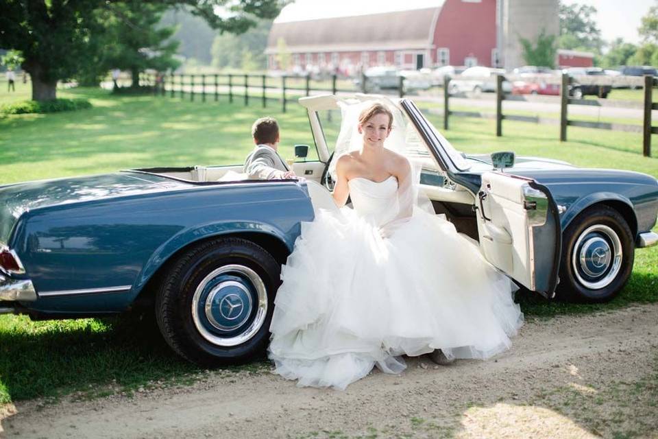 Bride about to exit the car